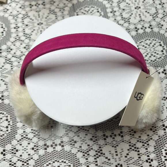 NEW Girls White Faux Fur Earmuffs Pink Velvet Band Rainbow Sequin Winter Warm - Picture 5 of 15